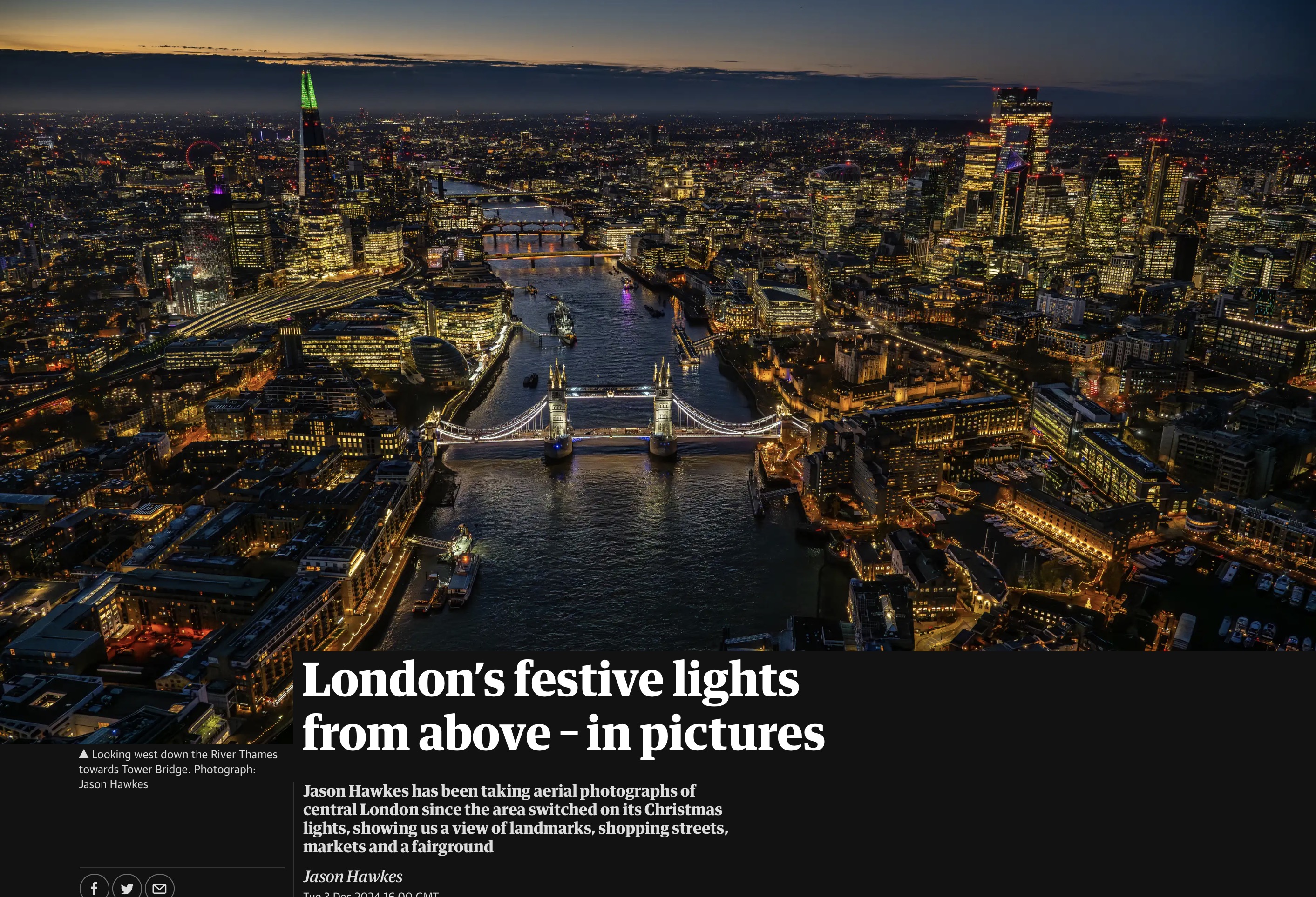The Guardian run night aerial views of London in print and online.
